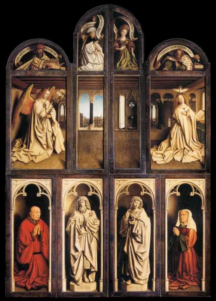 Retable fermé de l'Adoration de l'Agneau Mystique, 1432. Jan Van Eyck